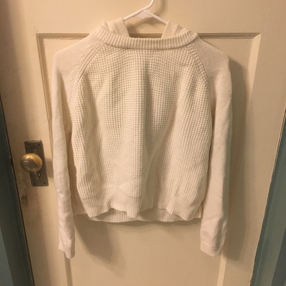 Frame denim white hooded sweater sz s